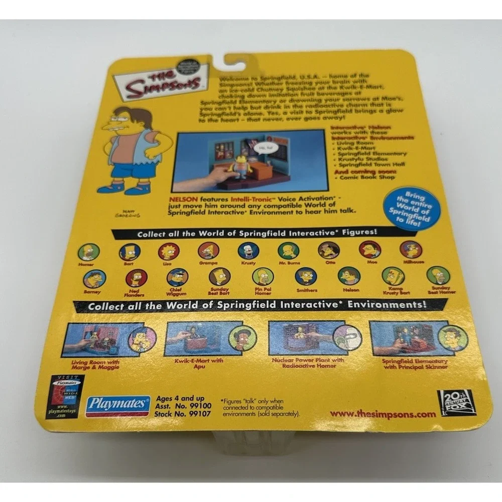 THE SIMPSONS WORLD OF SPRINGFIELD NELSON FIGURE PLAYMATES NIP